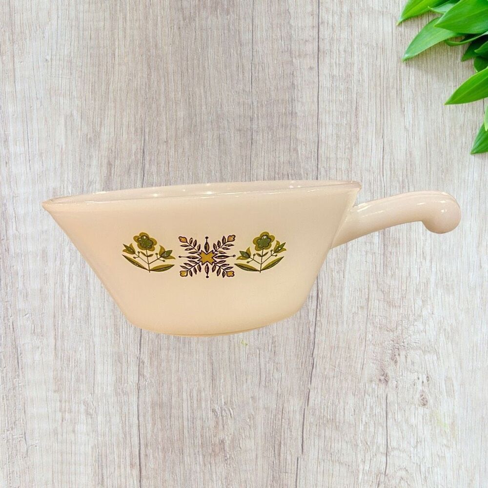 Vintage Fire King Anchor Hocking GREEN MEADOW Glass Soup/Stew Bowl